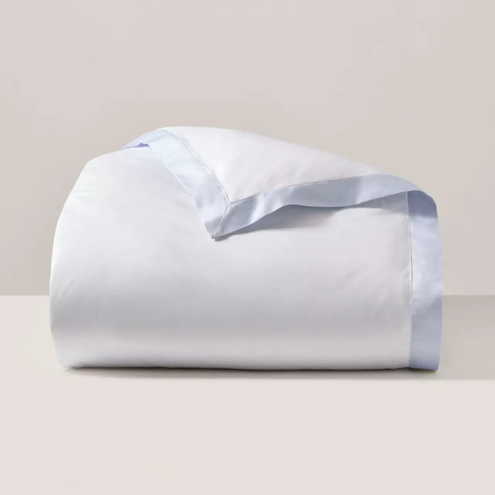 Ralph Lauren RL 624 Organic Cotton Sateen Border King Duvet Cover Blue Hycnth
